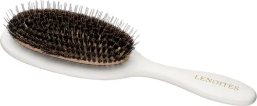 Lenoites Hair Brush Wild Boar with pouch and cleaner tool White