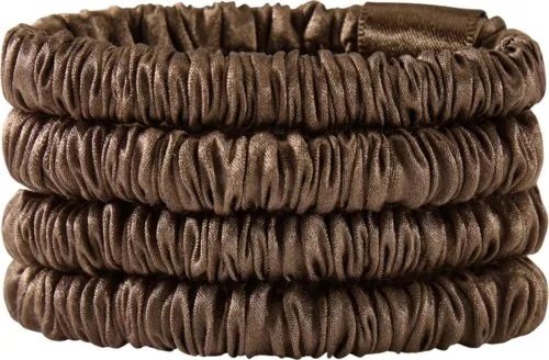 Lenoites Mulberry Silk Skinny Scrunchies Brown