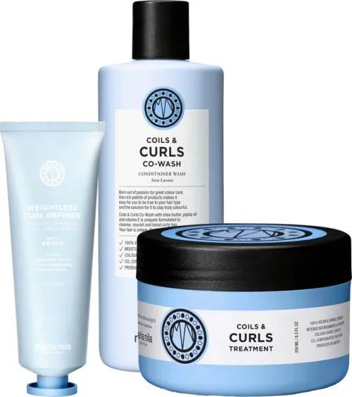 maria nila Coils & Curls Bundle Conditioner Wash 350 ml & Masque 250 ml Weightless Curl Gel 125 ml