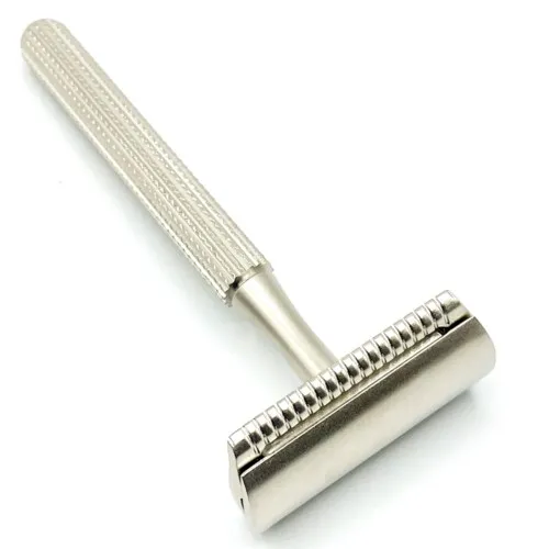 Parker Shaving 78R Satin Chrome- Unisex Textured Long Handle Three piece Safety Razor