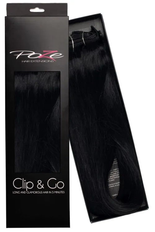 Poze Hairextensions Clip & Go Extensions 50 cm 1N Midnight Black