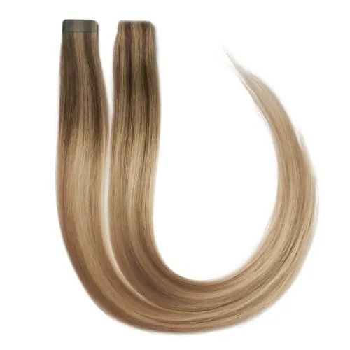 Rapunzel of Sweden Premium Tape Extensions Straight / Mixed Tapes 3 cm / 8 pieces 50 cm Dark Ashy Blonde Balayage B2.6/10.11