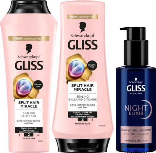 Schwarzkopf Gliss Split Hair Miracle Bundle Shampoo 250 ml & Conditioner 200 ml & Elixir 100 ml