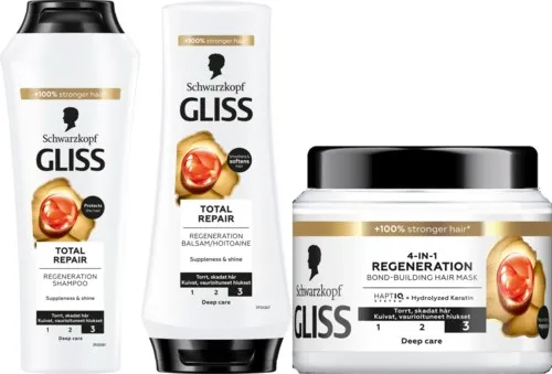 Schwarzkopf Gliss Total Repair Bundle Shampoo 250 ml & Conditioner 200 ml & Hair Mask 400 ml