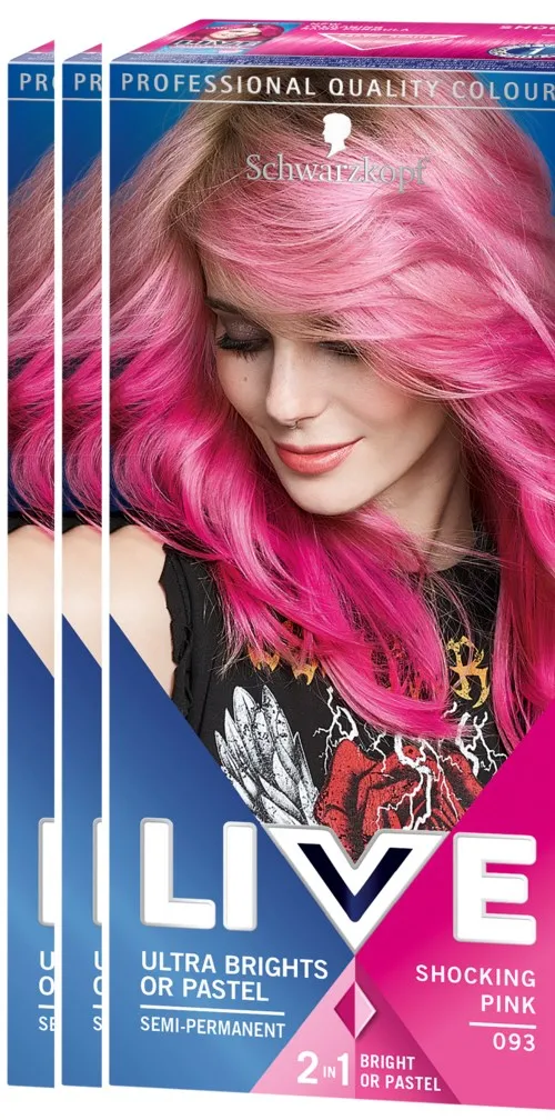 Schwarzkopf LIVE Ultra Brights or Pastel 93 Shocking Pink 3-pack