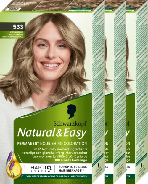 Schwarzkopf Natural&Easy 533 Nordisk Askblond 3-pack
