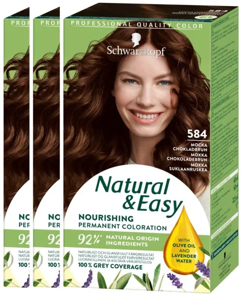 Schwarzkopf Natural&Easy 584 Mocka Chokladbrun 3-pack