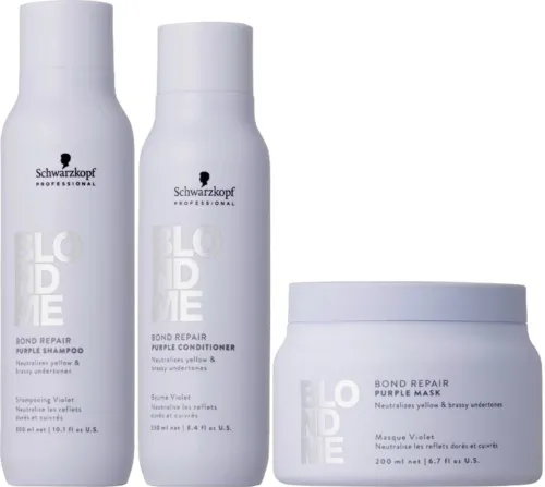 Schwarzkopf Professional BLONDME Purple Bundle Shampoo 300 ml & Conditioner 250 ml & Mask 200 ml