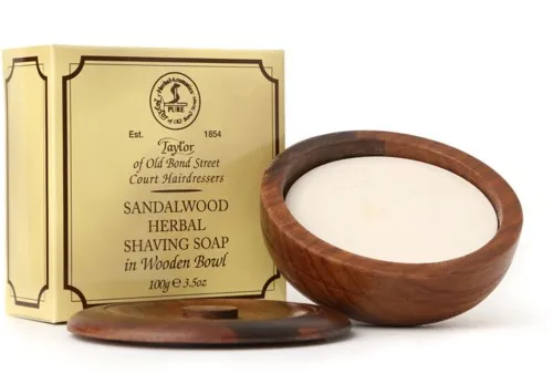 Taylor of Old Bond Street Sandalwood Shaving Soap Wooden Bowl