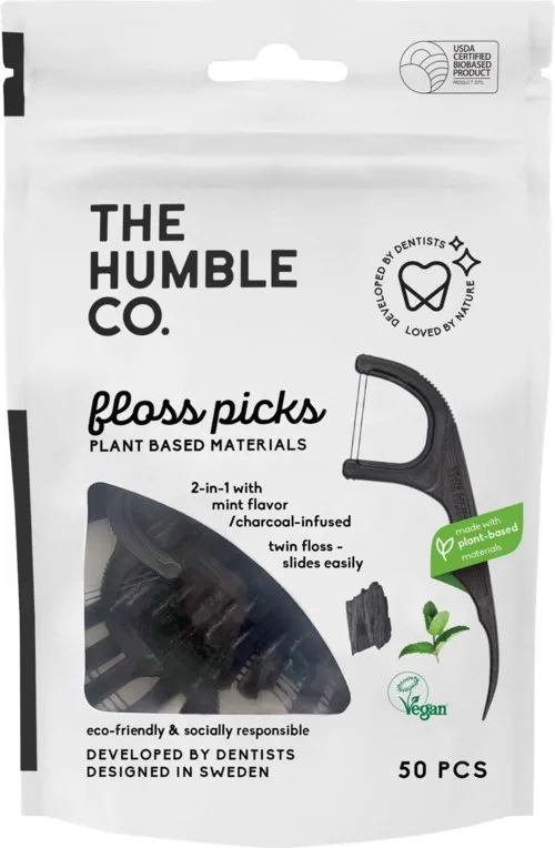 The Humble Co. Twin-Floss Picks 50 pcs Charcoal